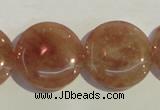 CBQ19 15.5 inches 25mm flat round strawberry quartz beads wholesale