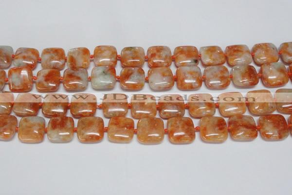 CCA492 15.5 inches 15mm square orange calcite gemstone beads
