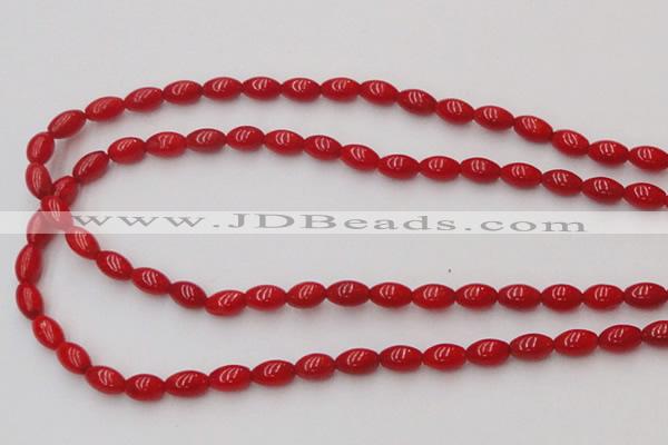 CCB133 15.5 inches 5*7mm rice red coral beads strand wholesale