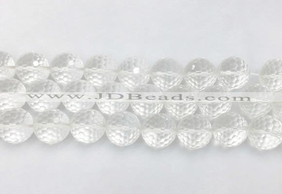 CCBS08 15 inches 16mm faceted round white crystal beads wholesale