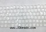 CCBS15 15 inches 12mm faceted square white crystal beads wholesale
