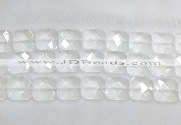 CCBS18 15 inches 18mm faceted square white crystal beads wholesale
