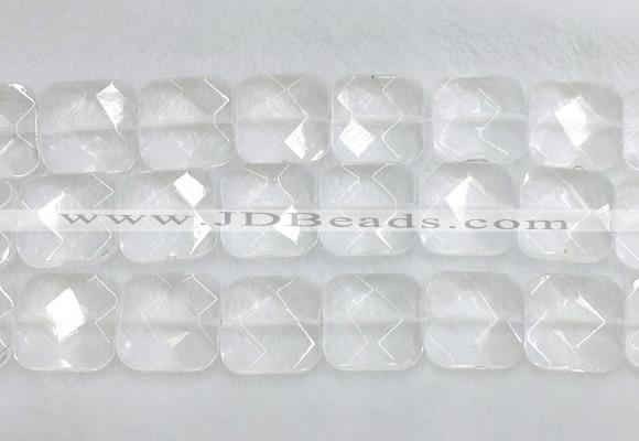 CCBS19 15 inches 20mm faceted square white crystal beads wholesale