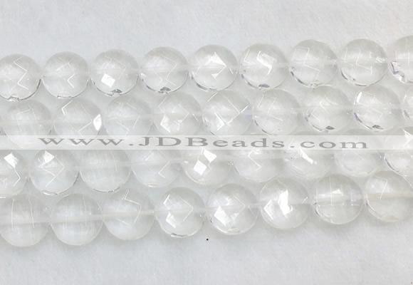 CCBS23 15 inches 16mm faceted coin white crystal beads wholesale