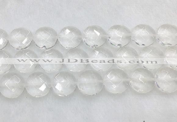 CCBS24 15 inches 18mm faceted coin white crystal beads wholesale