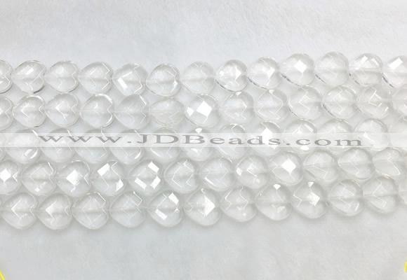 CCBS27 15 inches 12mm faceted heart white crystal beads wholesale