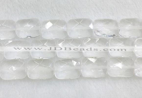CCBS37 15 inches 15*20mm faceted rectangle white crystal beads wholesale