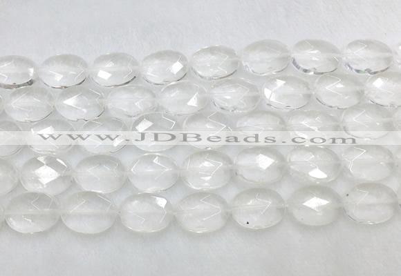 CCBS41 15 inches 12*16mm faceted oval white crystal beads wholesale