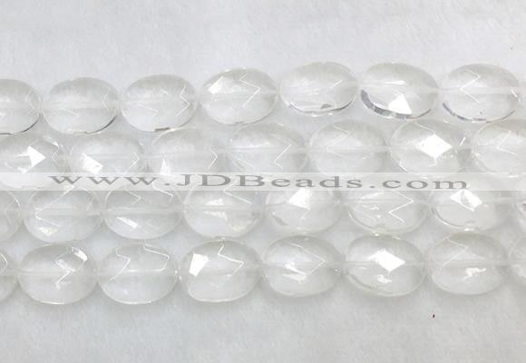 CCBS42 15 inches 13*18mm faceted oval white crystal beads wholesale