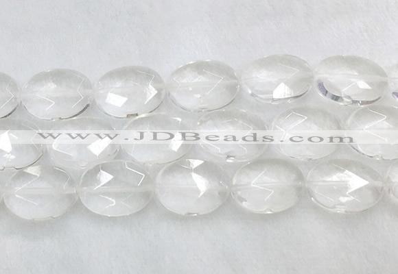CCBS43 15 inches 15*20mm faceted oval white crystal beads wholesale