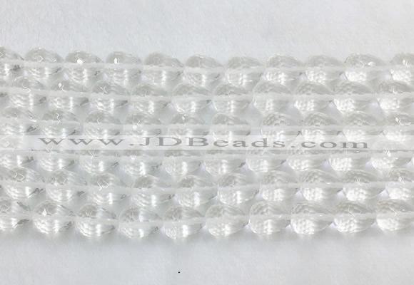 CCBS45 15 inches 8*12mm faceted teardrop white crystal beads wholesale