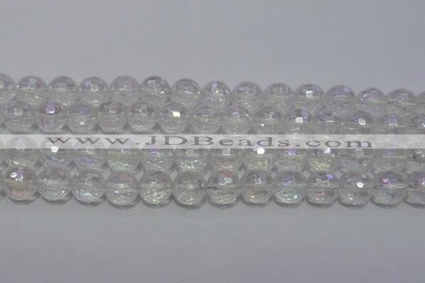 CCC412 15.5 inches 8mm faceted round AB-color white crystal beads