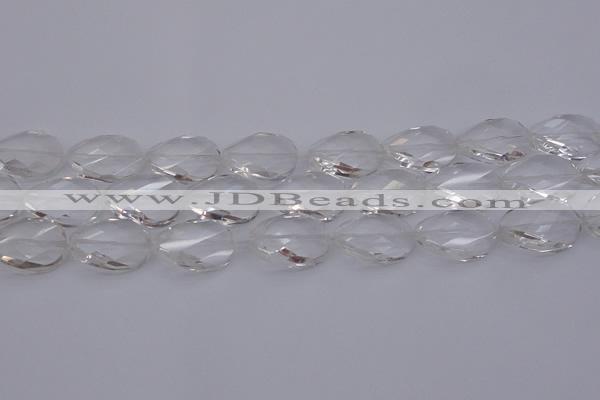 CCC521 15.5 inches 18*25mm twisted & faceted oval white crystal beads