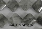 CCQ485 15.5 inches 15*15mm faceted diamond cloudy quartz beads