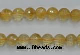 CCR04 15.5 inches 8mm faceted round natural citrine gemstone beads
