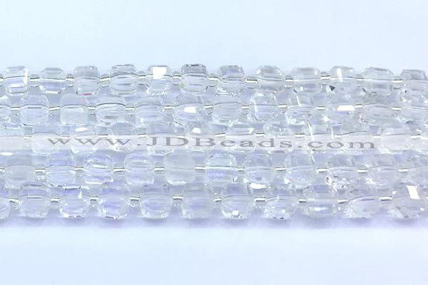 CCU1300 15 inches 9mm - 10mm faceted cube white crystal beads
