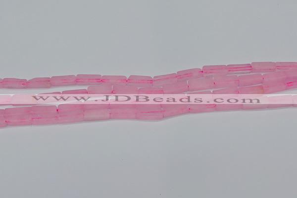 CCU711 15.5 inches 4*13mm cuboid rose quartz beads wholesale