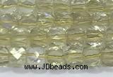 CCU861 15 inches 6mm faceted cube lemon quartz beads