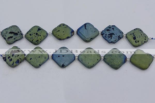 CDQ664 8 inches 25*25mm diamond druzy quartz beads wholesale