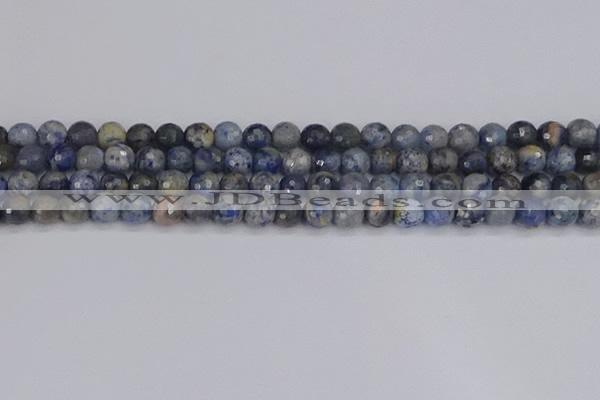 CDU309 15.5 inches 6mm faceted round blue dumortierite beads