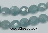CEQ181 15.5 inches 10mm faceted coin blue sponge quartz beads
