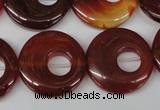 CFG277 15.5 inches 25mm carved donut red agate beads