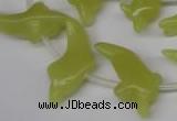 CFG854 Top-drilled 12*25mm carved animal yellow jade beads