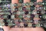 CLF1162 15.5 inches 8mm faceetd round fluorite gemstone beads