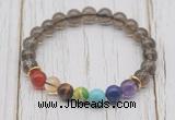 CGB6305 8mm smoky quartz 7 chakra beaded mala stretchy bracelets