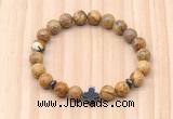 CGB8930 8mm, 10mm picture jasper, cross & rondelle hematite beaded bracelets