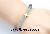 CGB9420 8mm, 10mm matte fluorite & cross hematite power beads bracelets