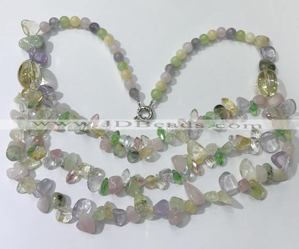 CGN698 22.5 inches chinese crystal & mixed gemstone beaded necklaces
