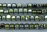 CHE869 15.5 inches 4*4mm dice platedhematite beads wholesale