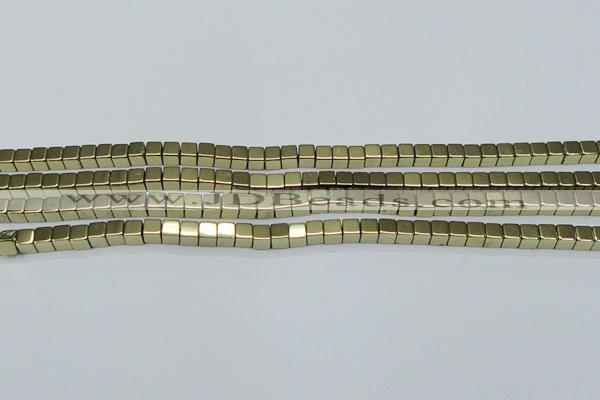CHE879 15.5 inches 2*2mm cube plated hematite beads wholesale