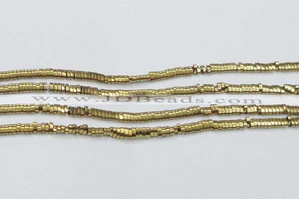 CHE931 15.5 inches 1*2*3mm oval plated hematite beads wholesale