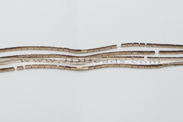 CHE955 15.5 inches 2*4mm cuboid plated hematite beads wholesale