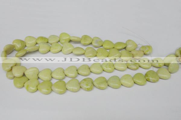 CHG52 15.5 inches 14*14mm heart lemon jade gemstone beads wholesale