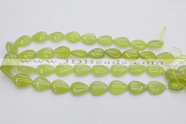 CKA257 15.5 inches 15*20mm flat teardrop Korean jade gemstone beads