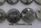 CLB745 15.5 inches 18mm faceted coin labradorite gemstone beads