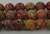 CLD212 15.5 inches 8mm round matte leopard skin jasper beads