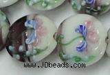 CLG820 15.5 inches 20mm flat round lampwork glass beads wholesale