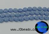 CLU133 15.5 inches 14mm flat round blue luminous stone beads