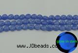 CLU171 15.5 inches 10mm flat round blue luminous stone beads