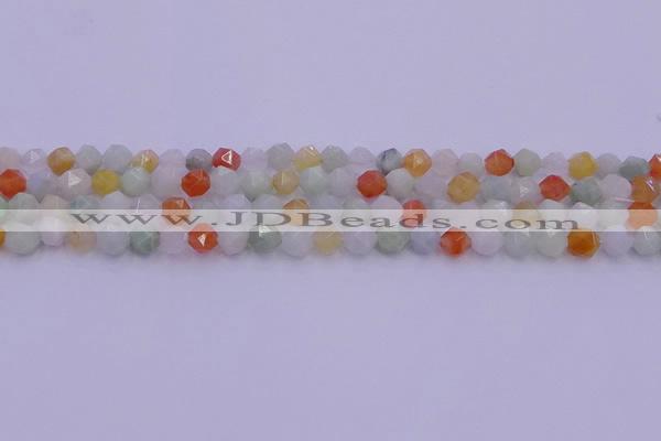 CMQ411 15.5 inches 6mm faceted nuggets mixed jade beads