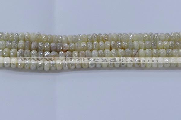 CMS1341 15.5 inches 4*6mm faceted rondelle AB-color white moonstone beads