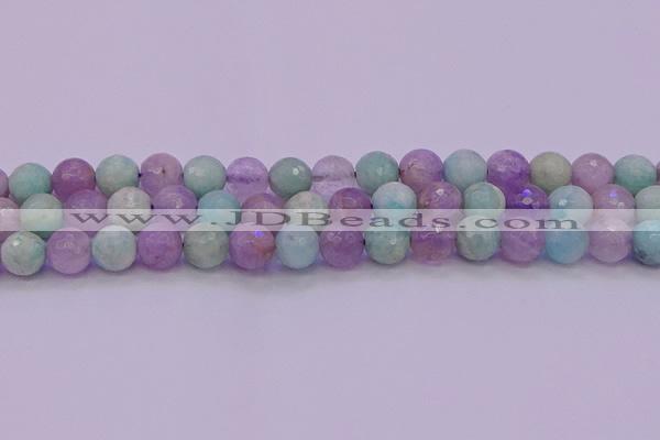 CNA684 15.5 inches 12mm faceted round lavender amethyst & amazonite beads
