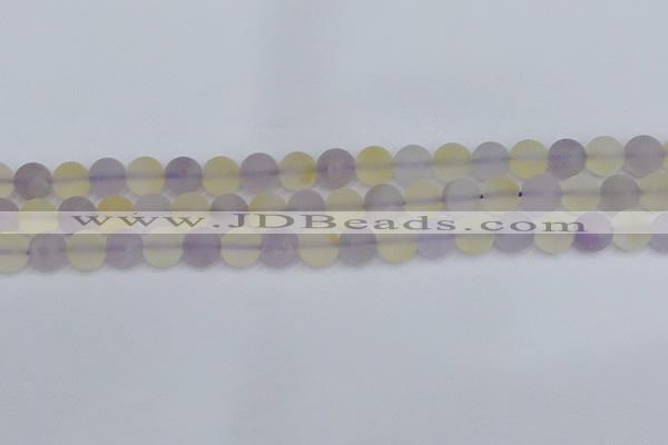 CNA742 15.5 inches 8mm round matte amethyst & citrine beads