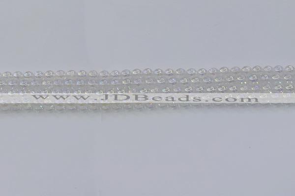 CNC560 15.5 inches 4mm round plated crackle white crystal beads