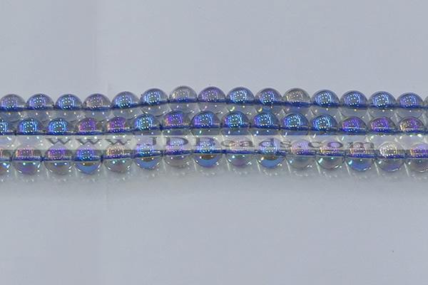 CNC591 15.5 inches 12mm round plated natural white crystal beads