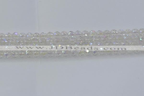 CNC609 15.5 inches 8mm faceted round plated natural white crystal beads